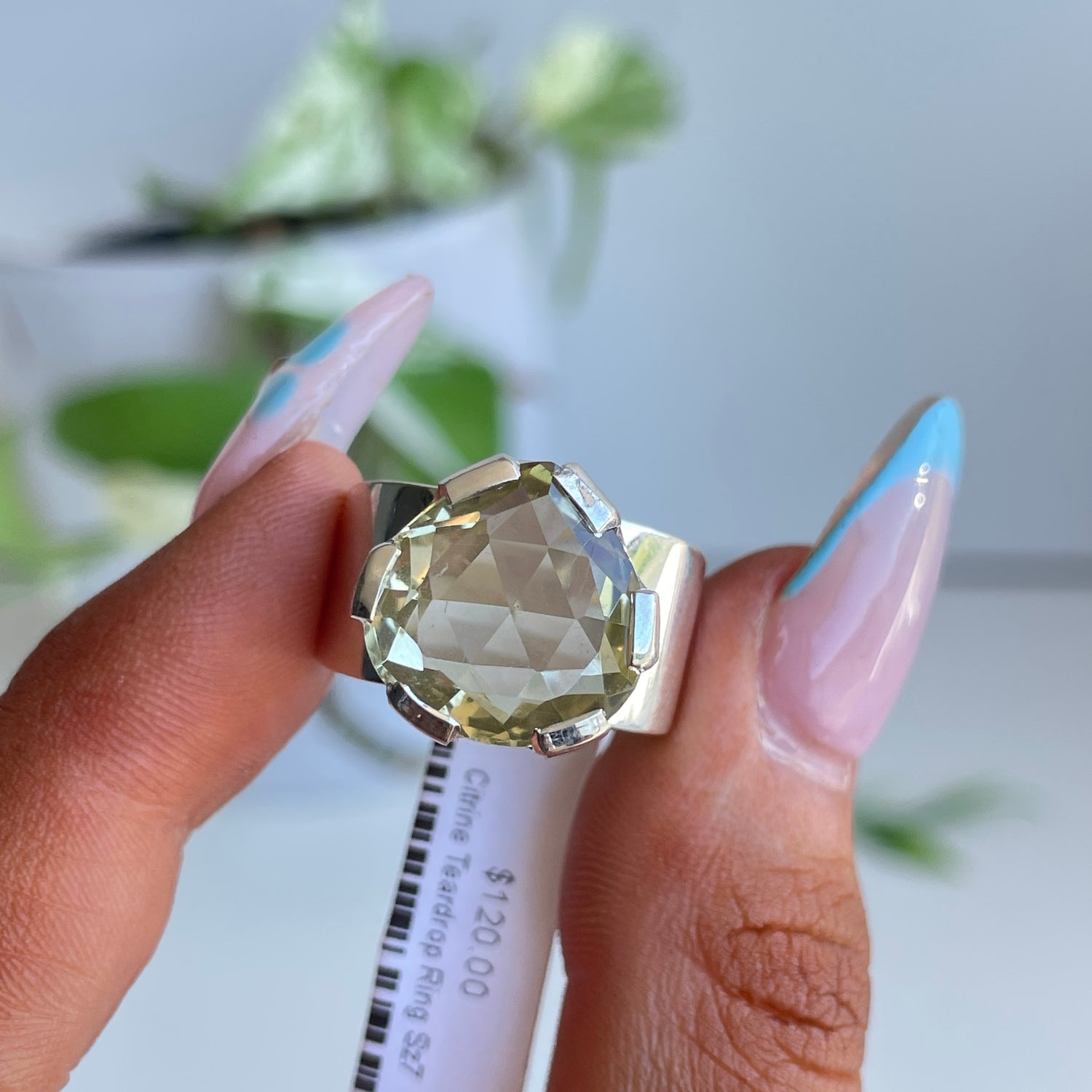 Citrine Teardrop Ring Sz7
