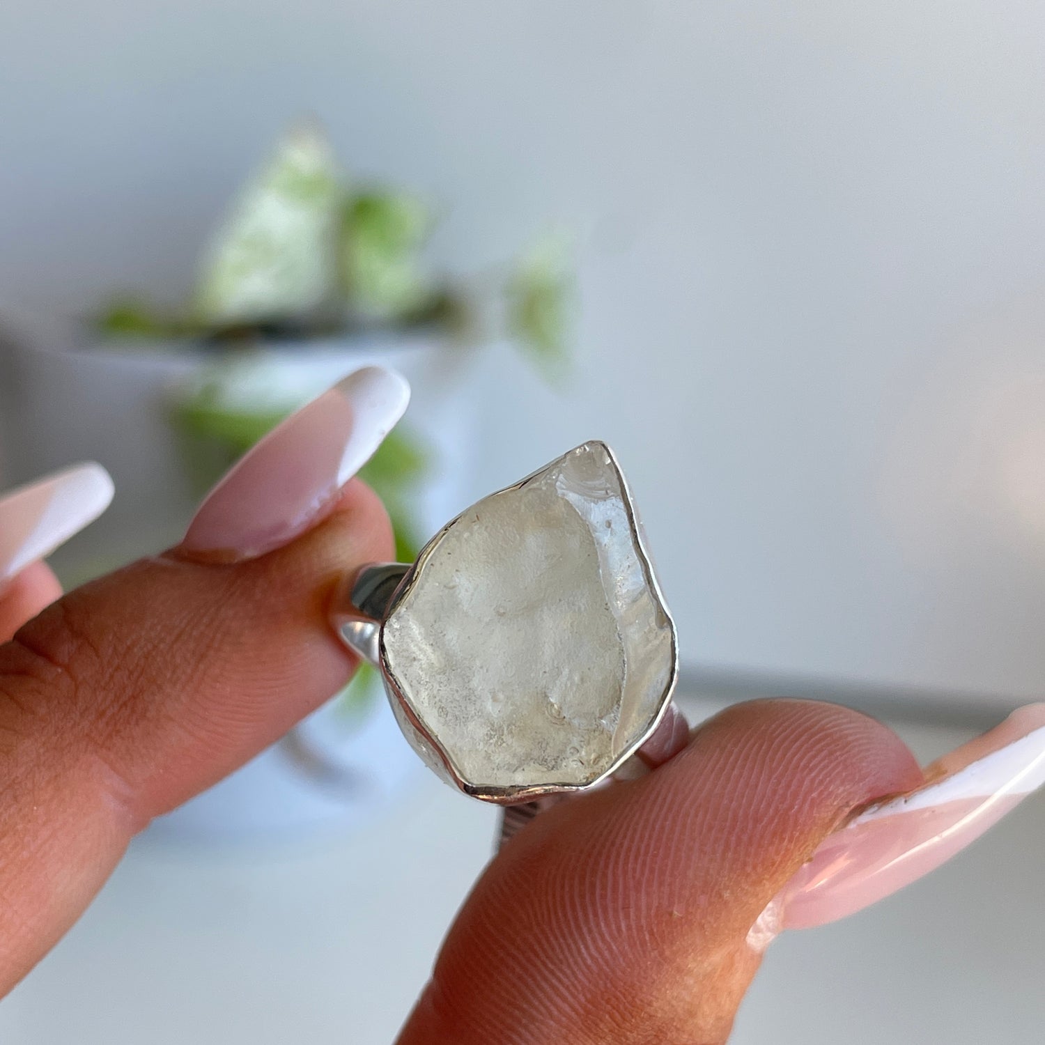 Libyan Desert Glass Freeform Ring Sz9