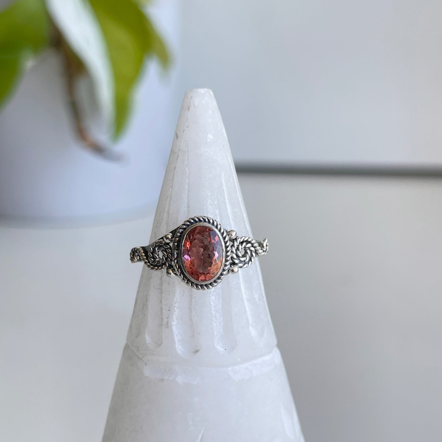 Pink Tourmaline Oval Ring Sz6