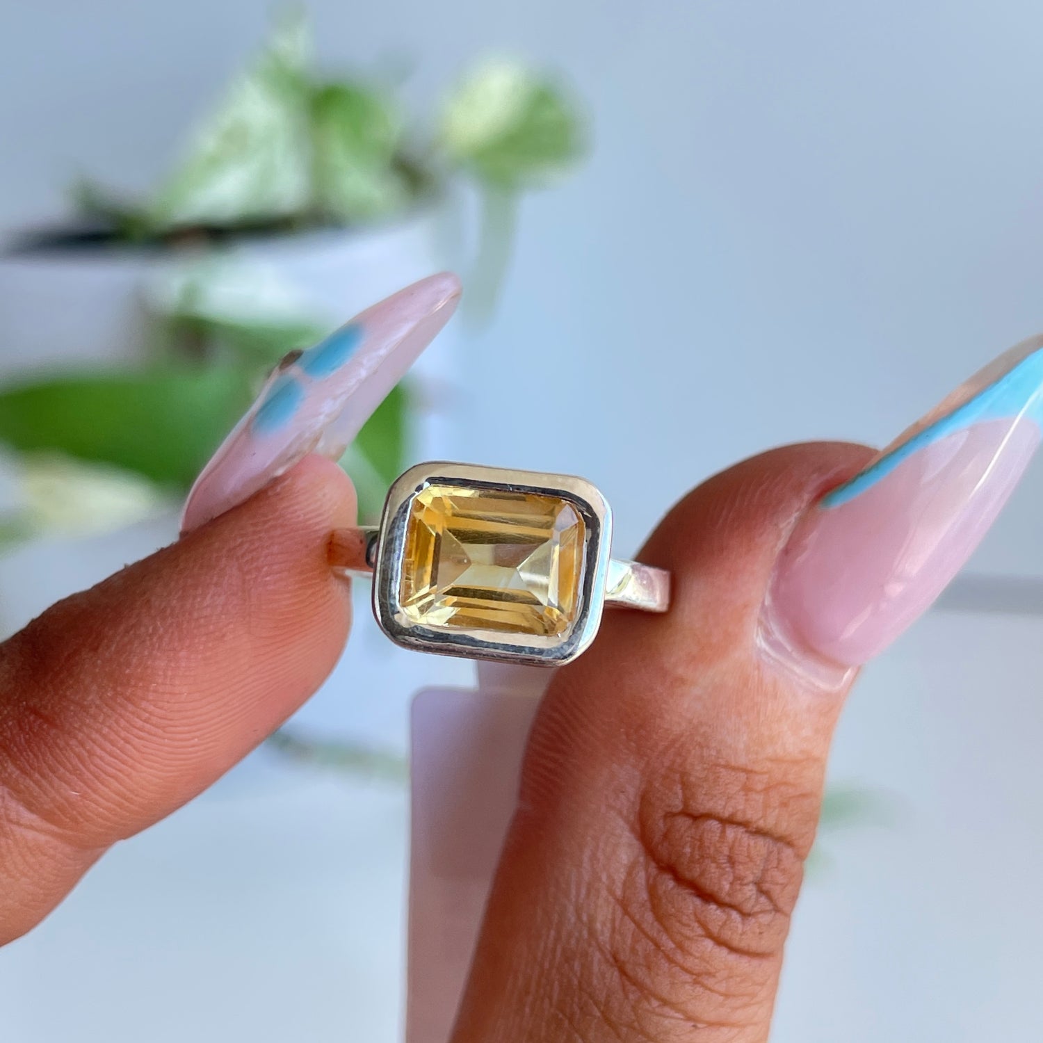Citrine Rectangle Ring Sz6