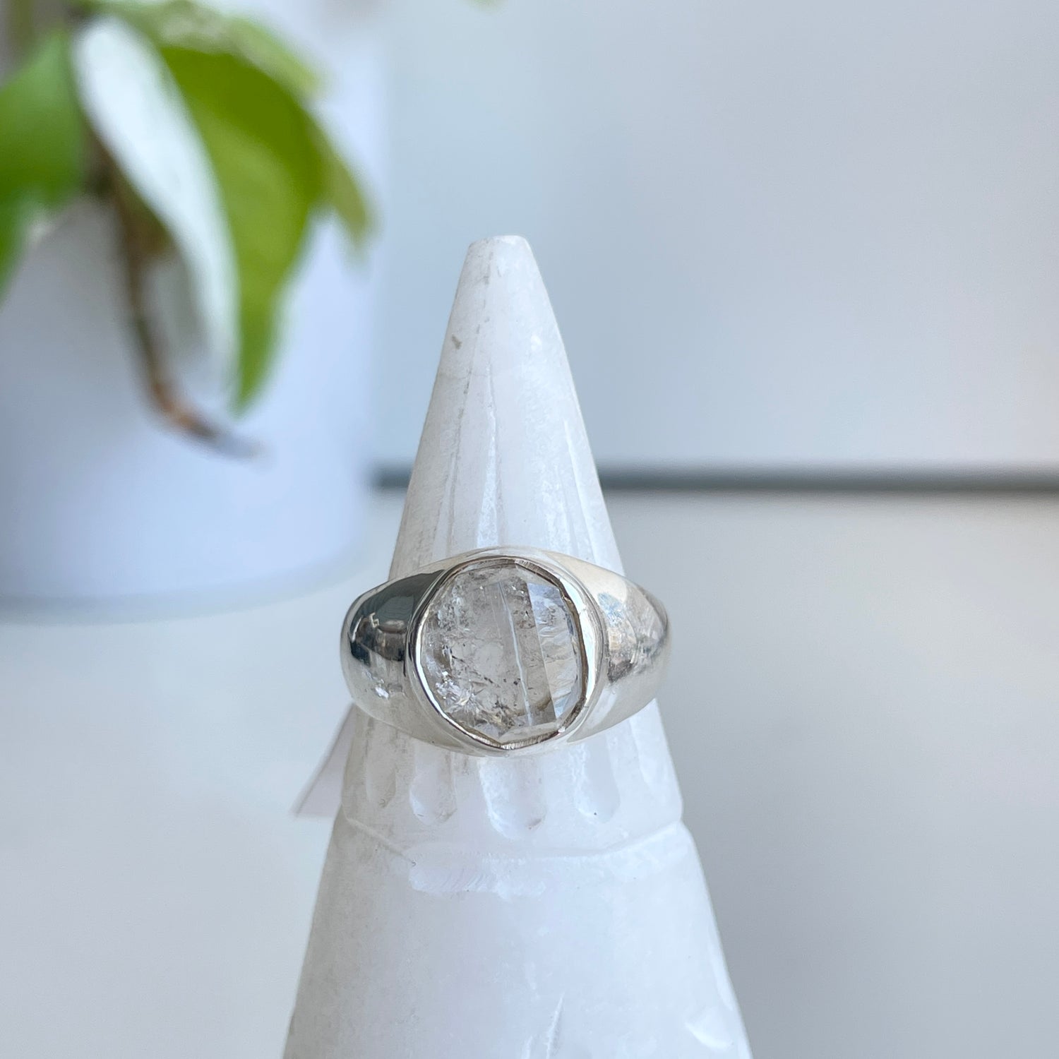 Herkimer Diamond Rough Ring Sz7.5