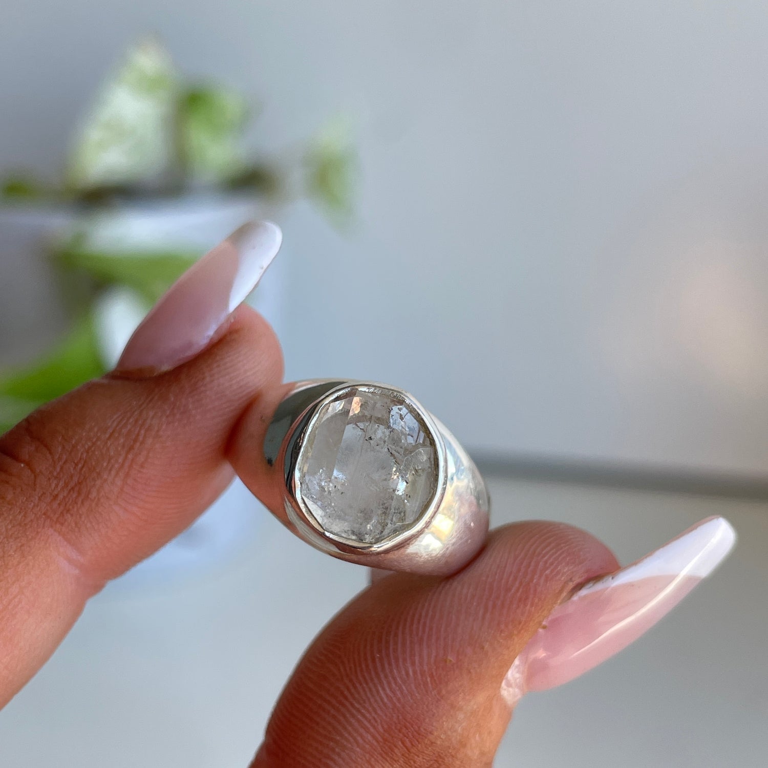 Herkimer Diamond Rough Ring Sz7.5