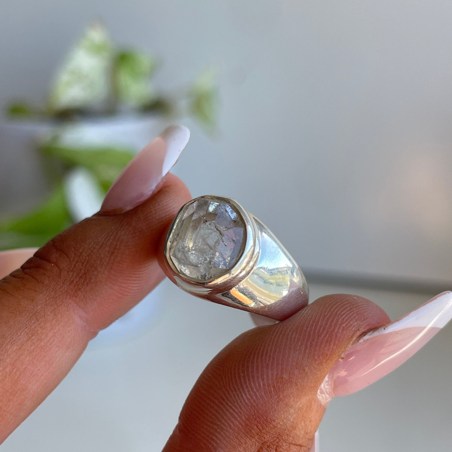Herkimer Diamond Rough Ring Sz7.5