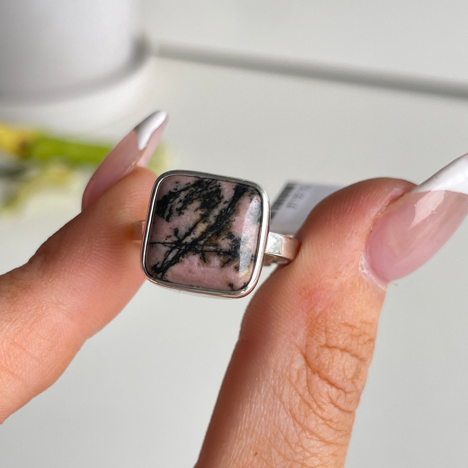 Rhodonite Square Ring Sz8