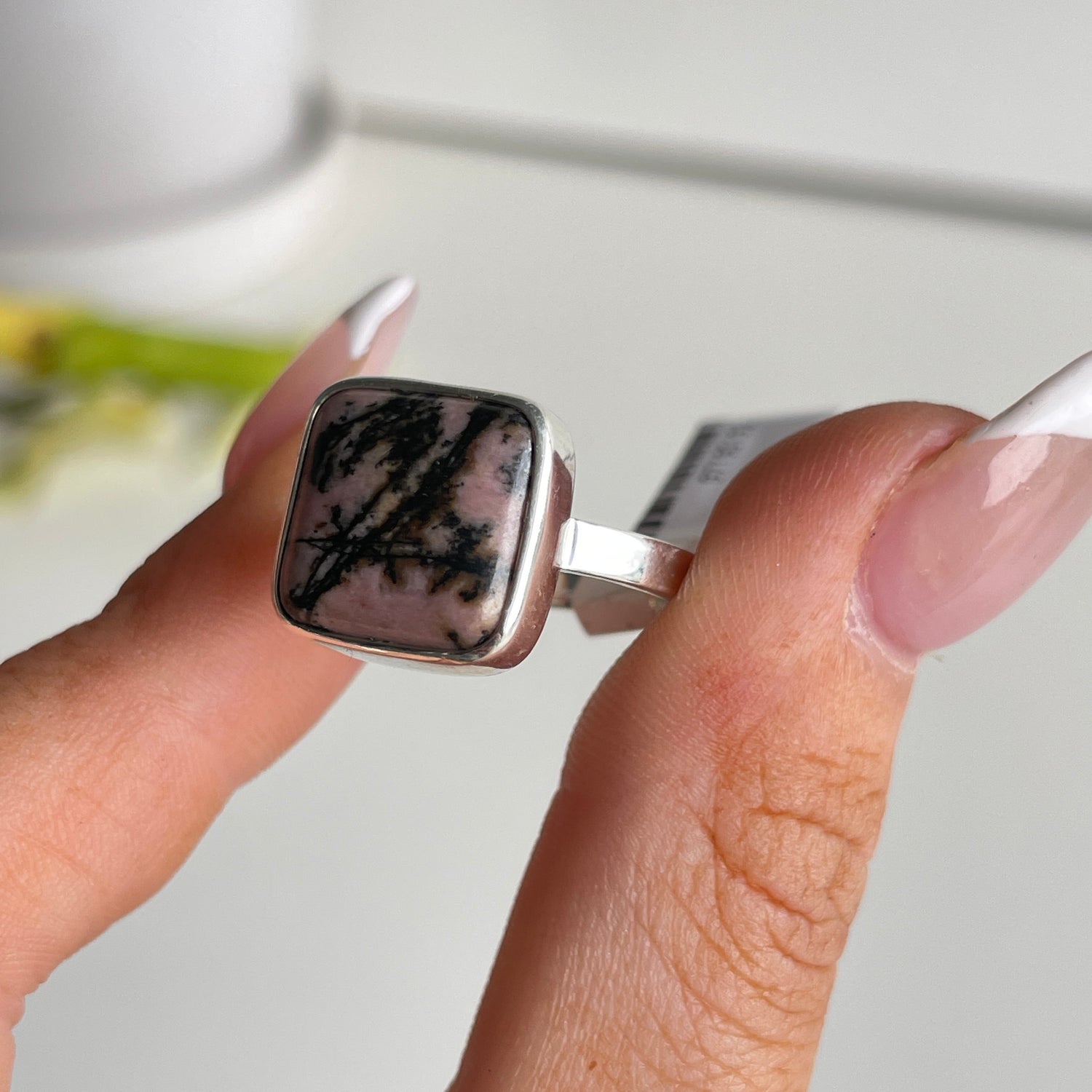 Rhodonite Square Ring Sz8