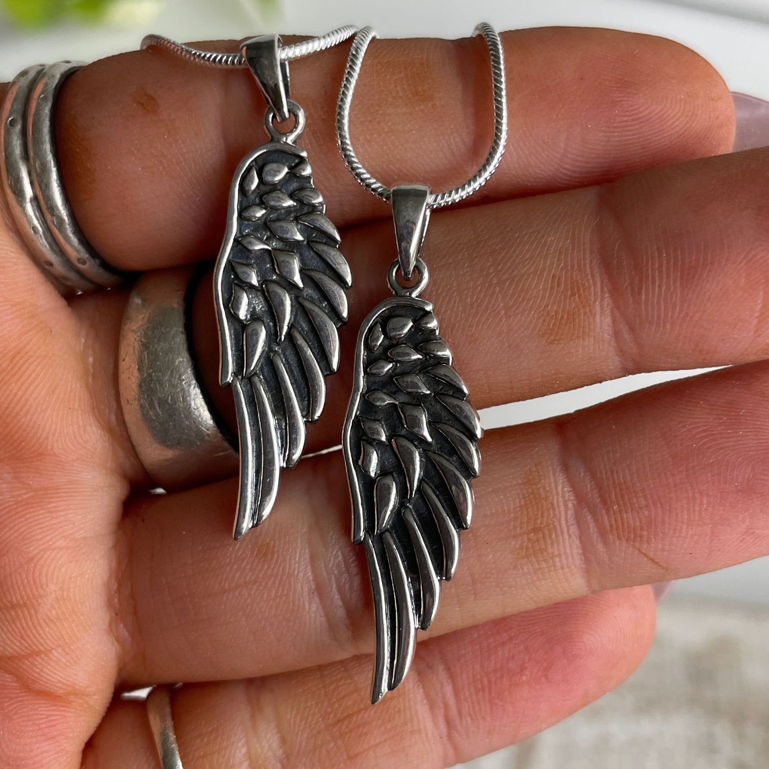 Angel Wing Pendant Oxidised 333059