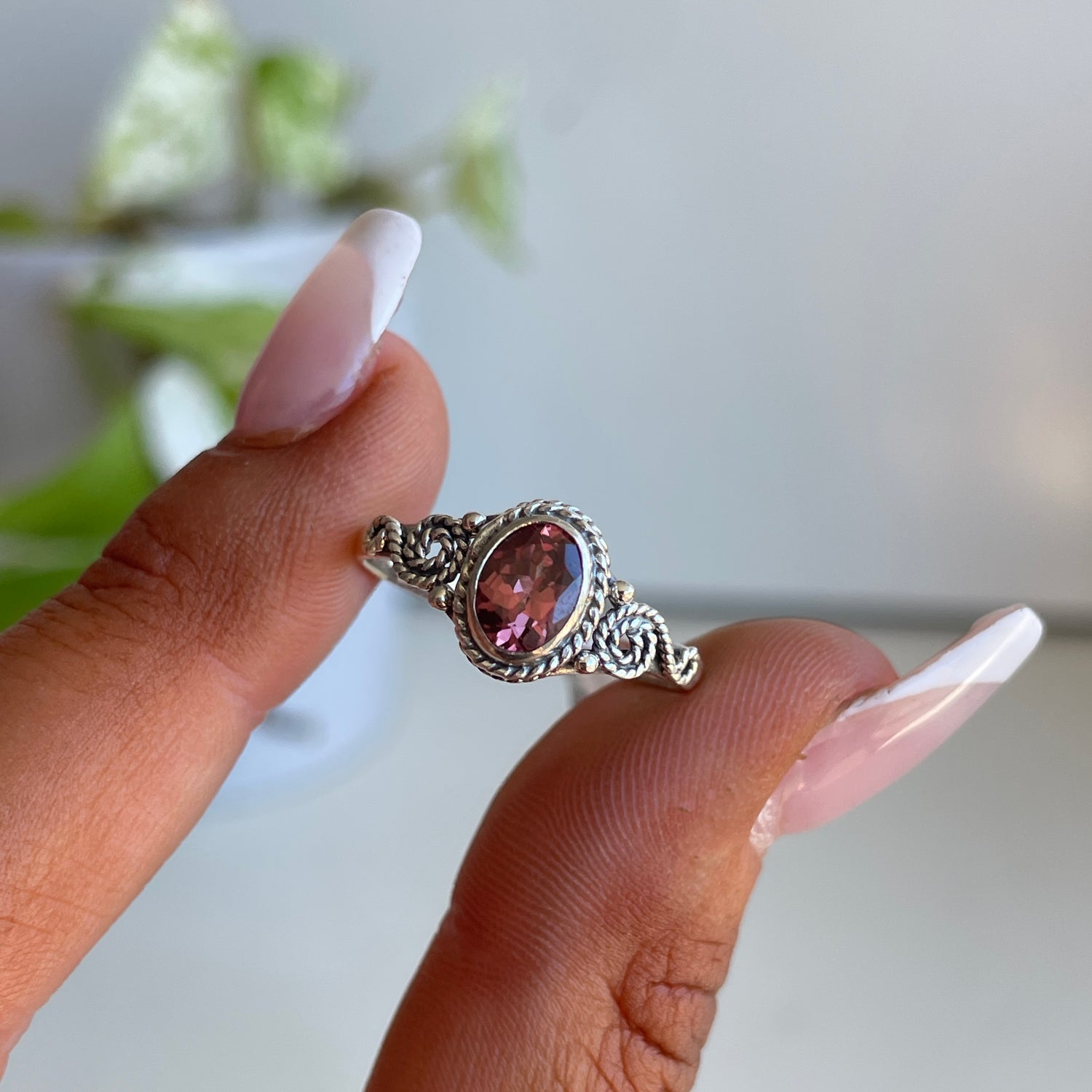 Pink Tourmaline Oval Ring Sz9