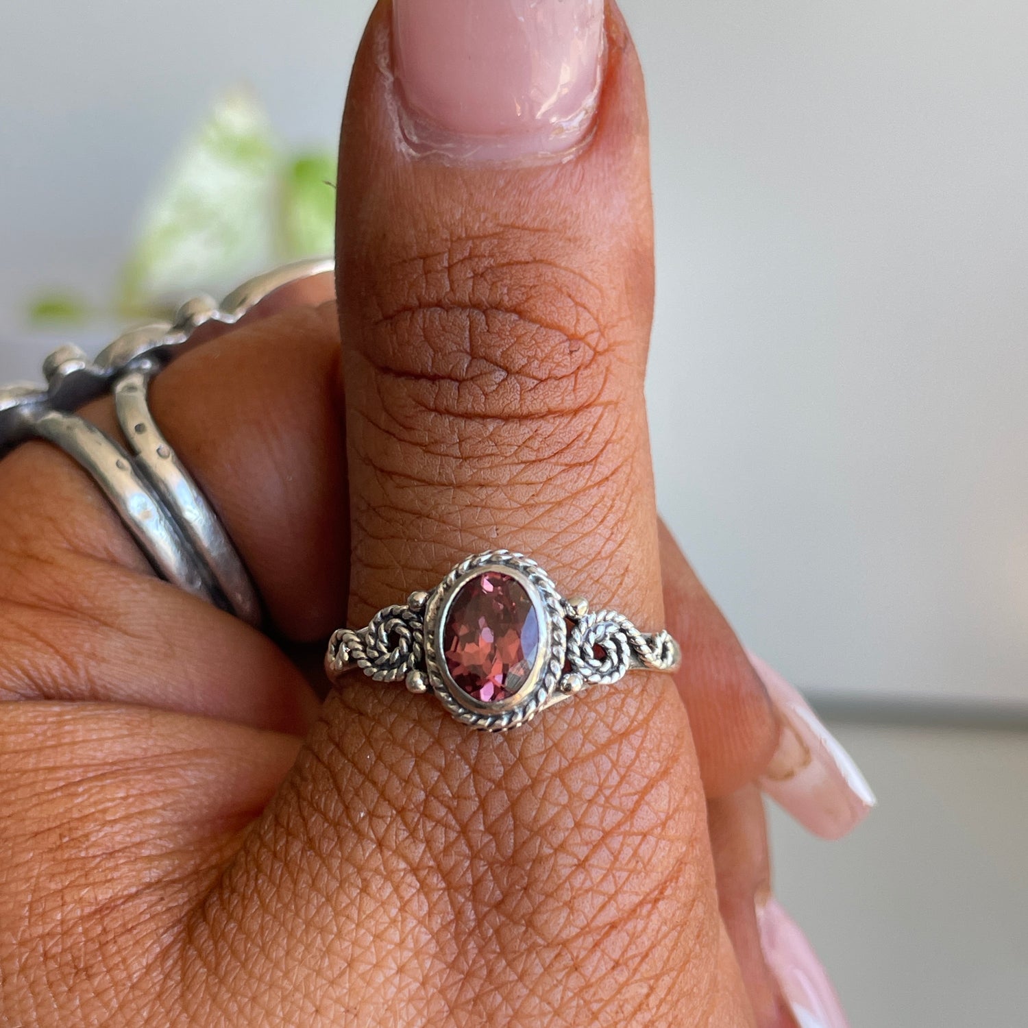 Pink Tourmaline Oval Ring Sz9