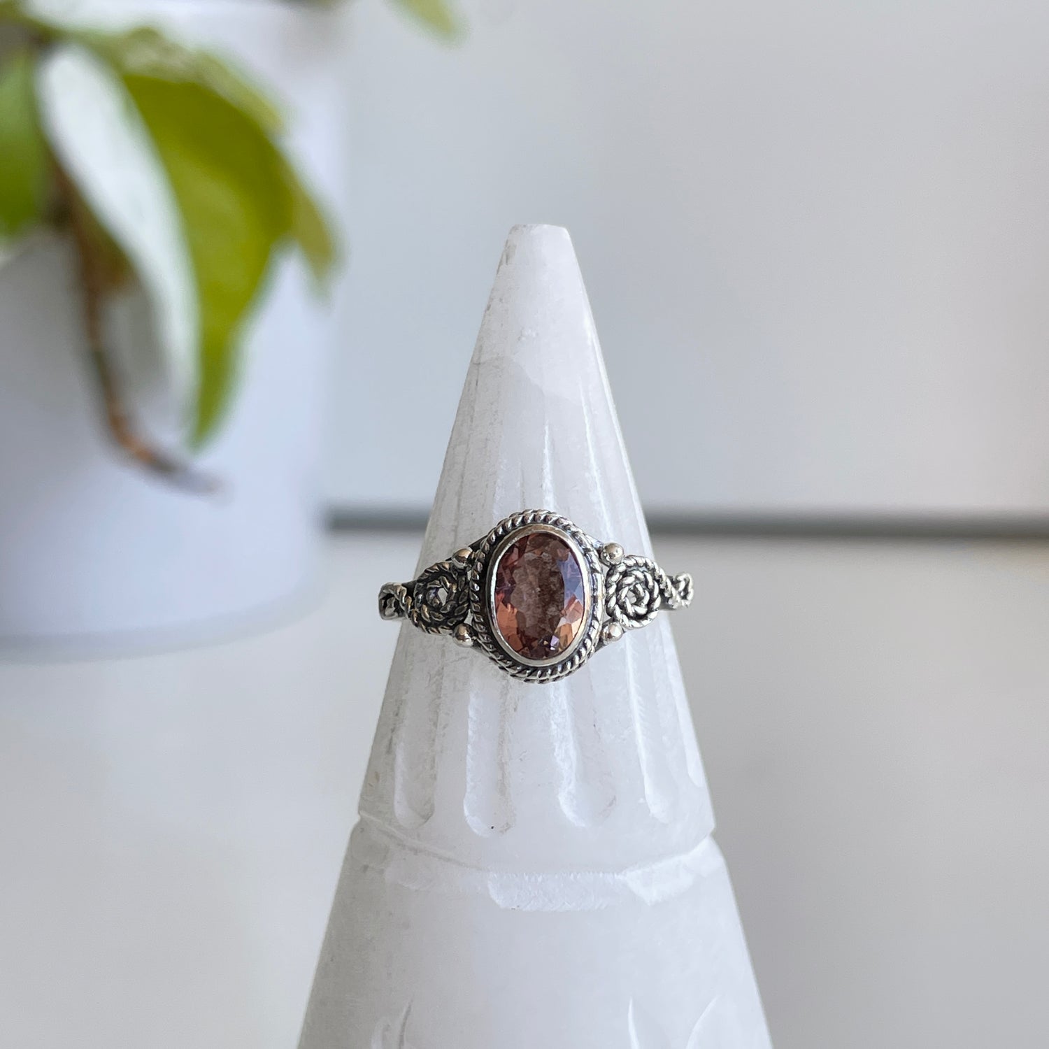Pink Tourmaline Oval Ring Sz6