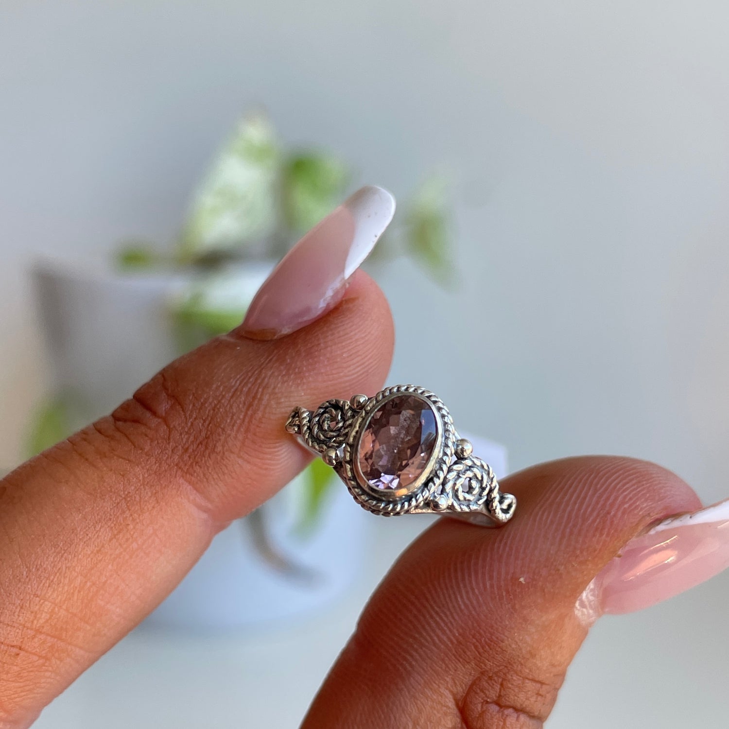 Pink Tourmaline Oval Ring Sz6
