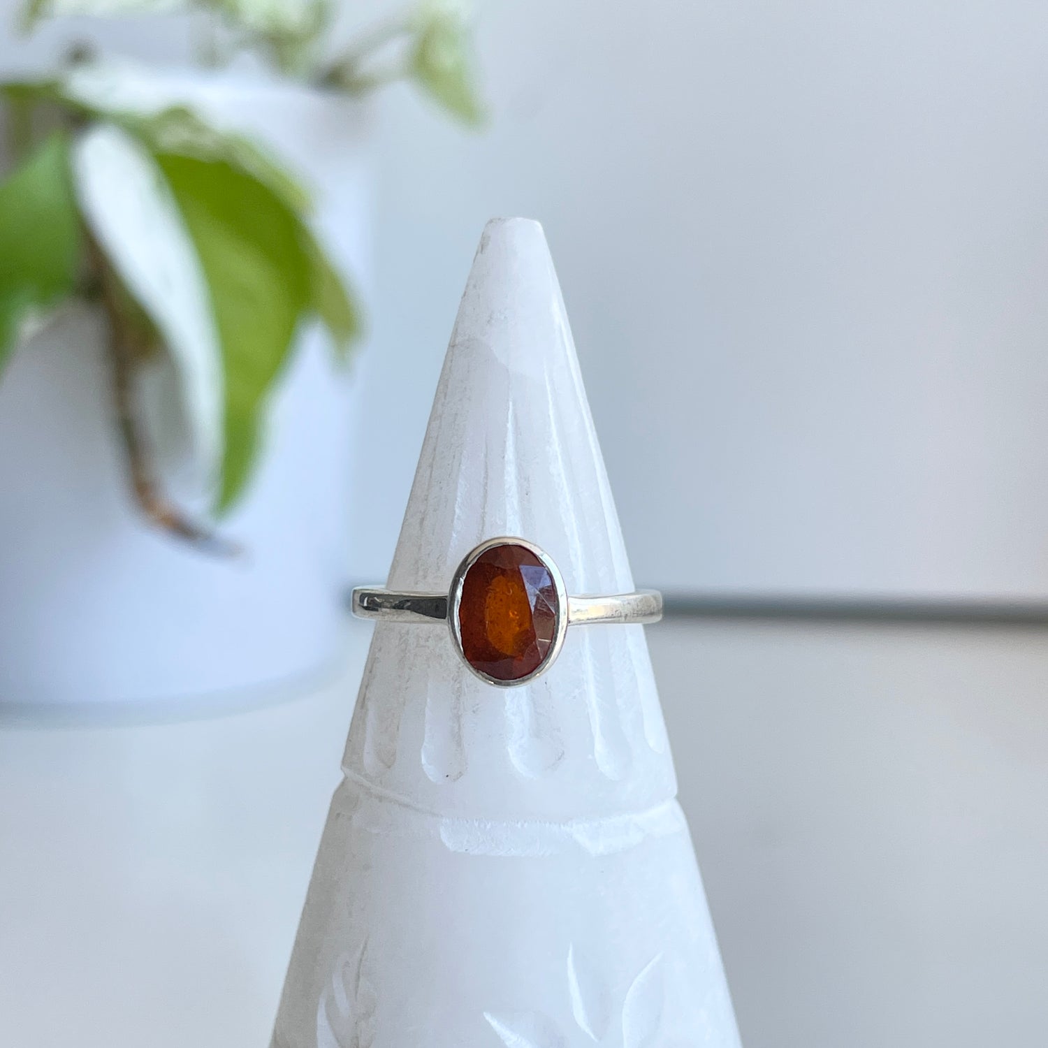 Orange Kyanite Oval Ring Sz7