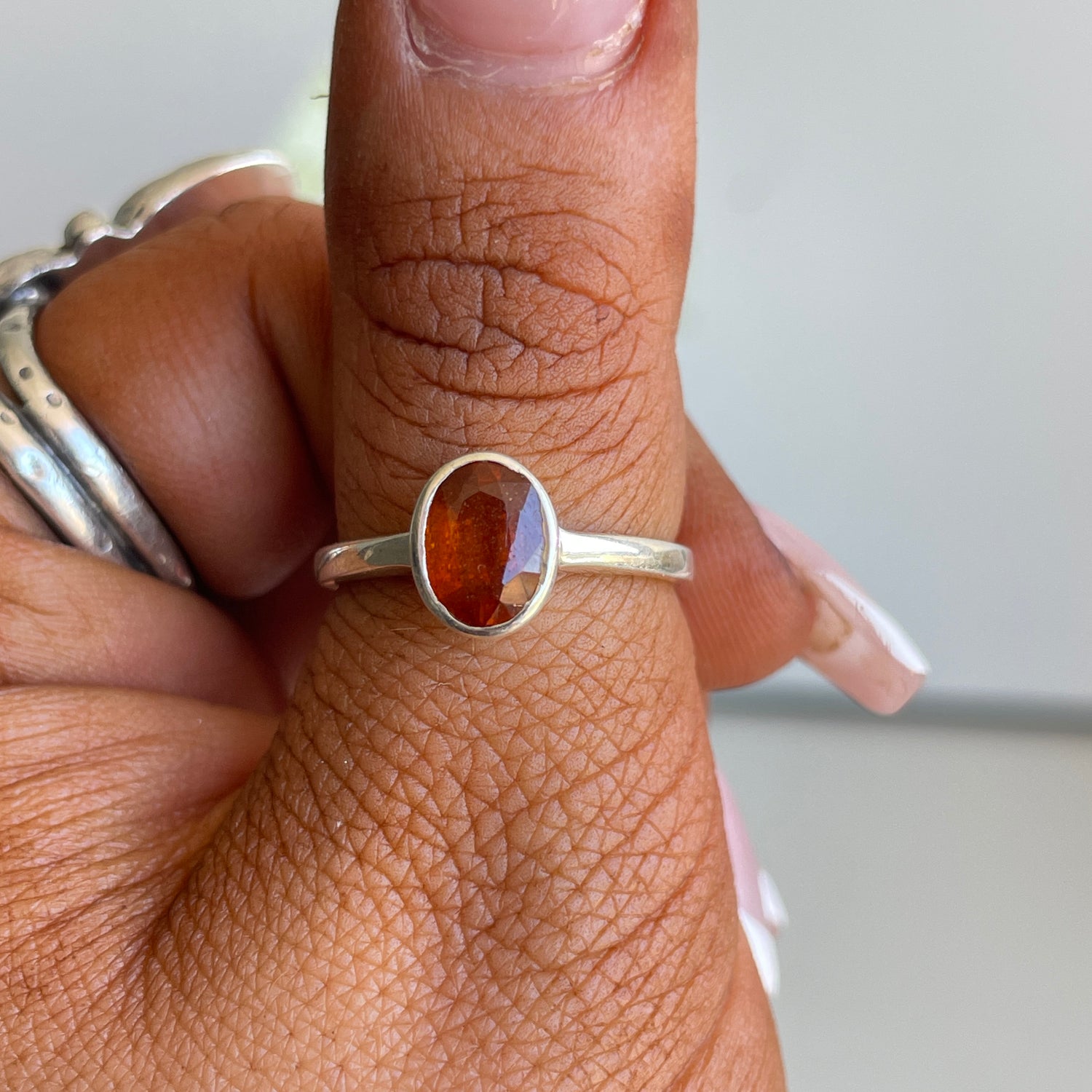 Orange Kyanite Oval Ring Sz7