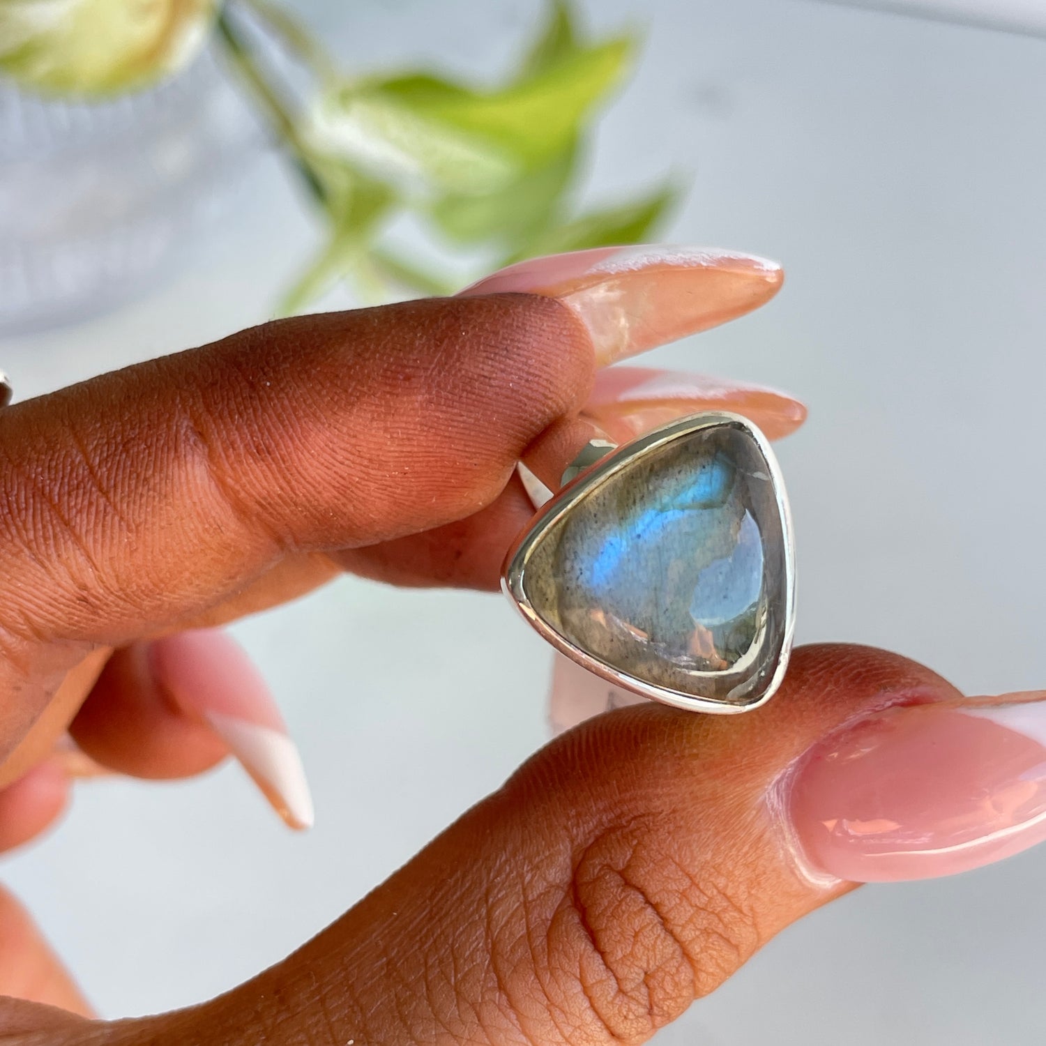 Labradorite Triangle Ring Sz7.5 002