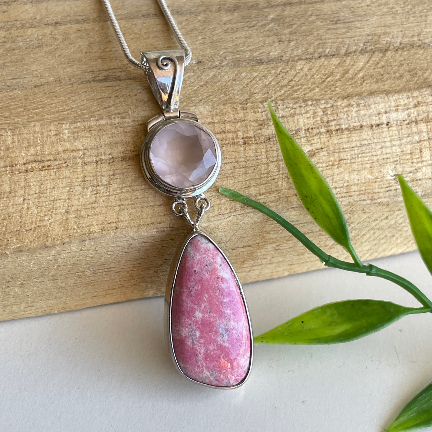 Rose Quartz Thulite Pendant
