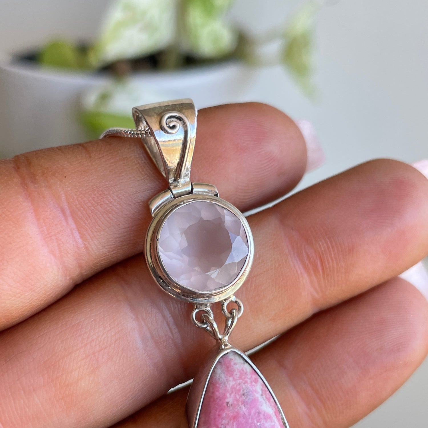 Rose Quartz Thulite Pendant
