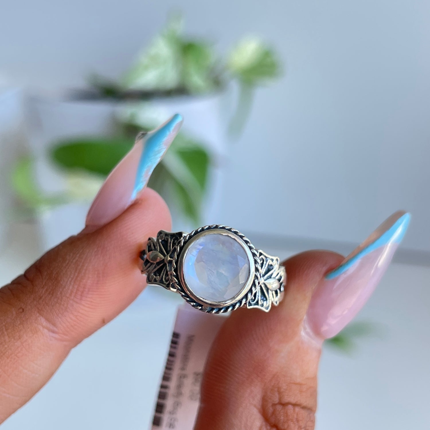 Moonstone Butterfly Ring Sz8