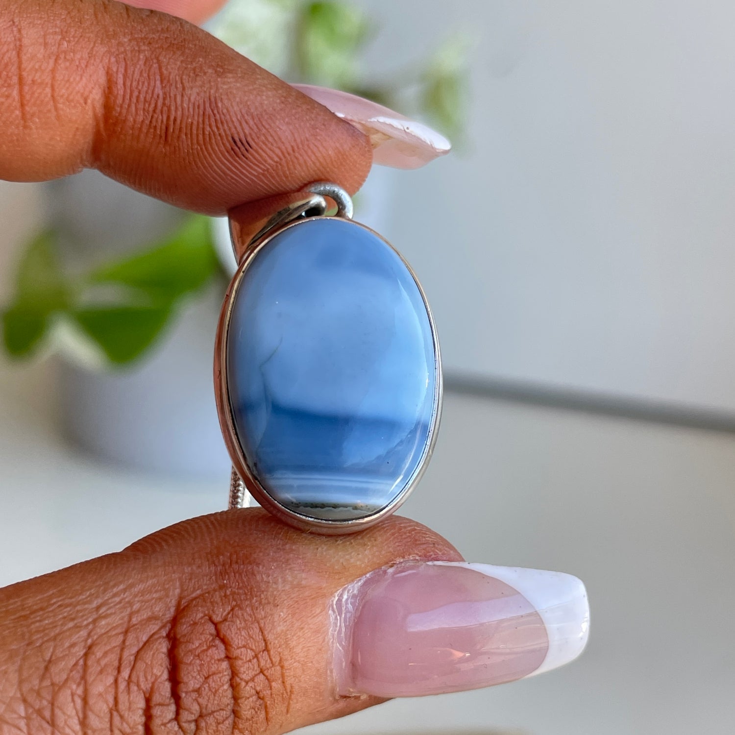 Blue Opal Oval Pendant