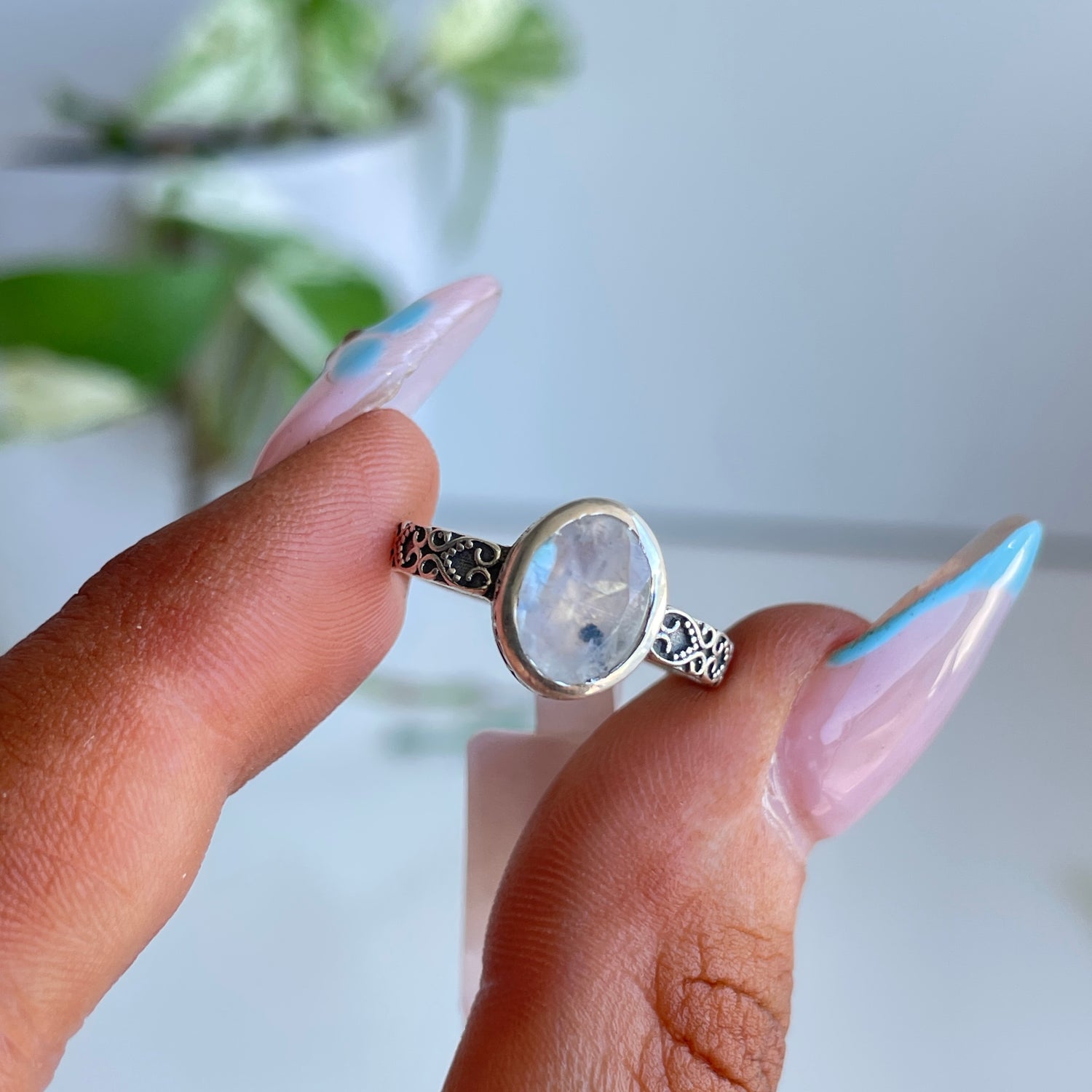 Moonstone Oval Ring Sz7