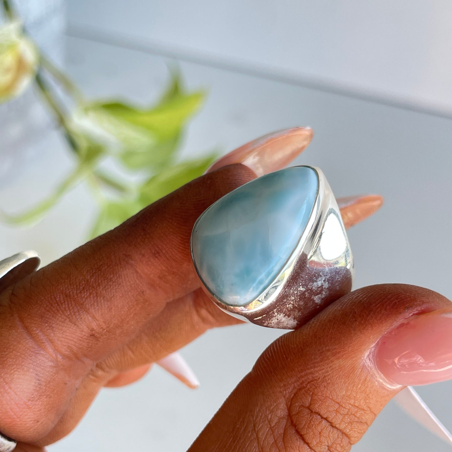 Larimar Freeform Ring Sz7 002