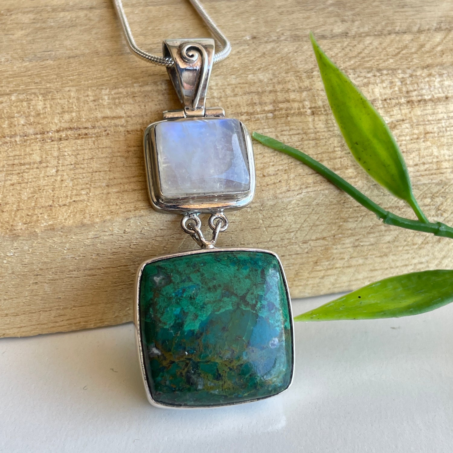 Moonstone Chrysocolla Pendant