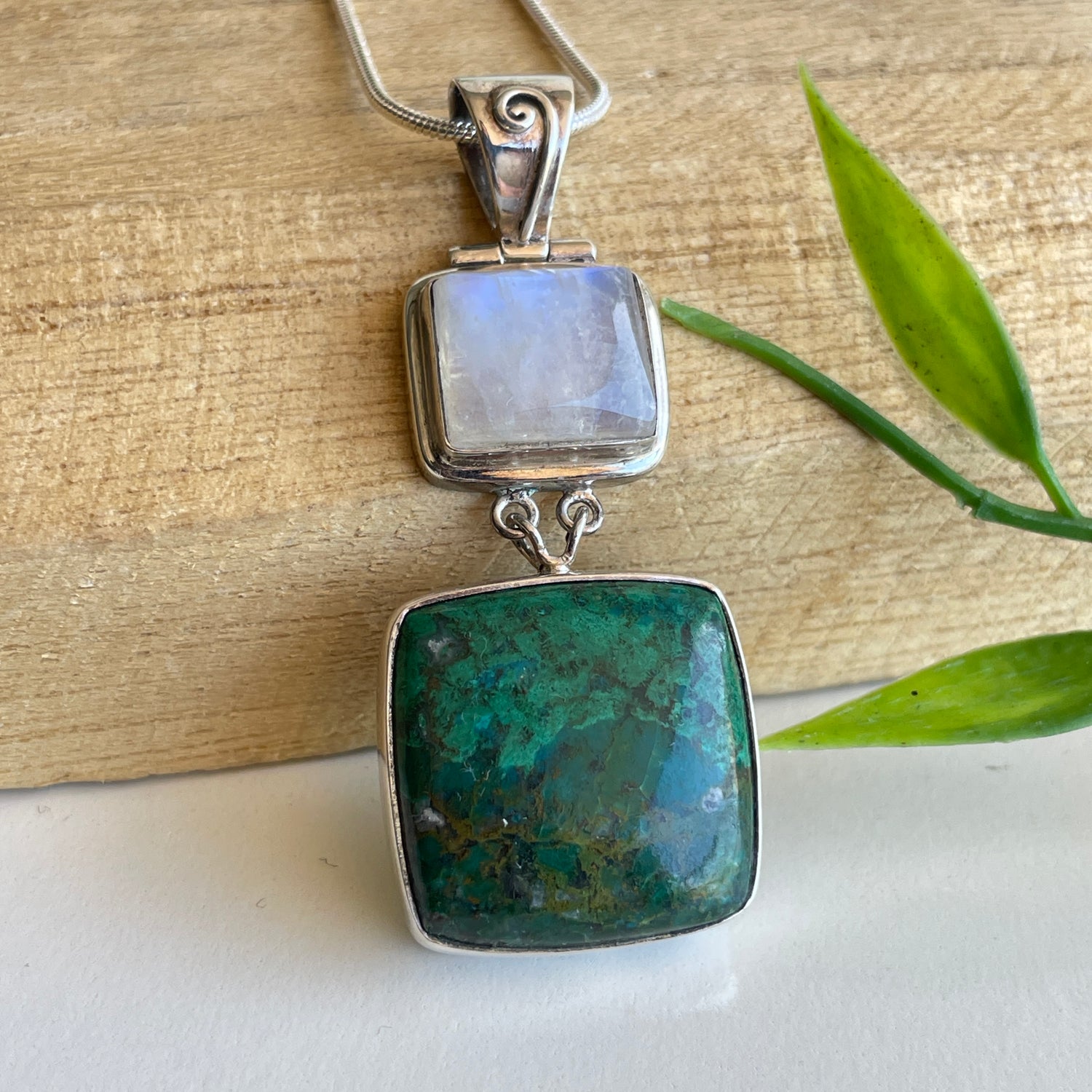 Moonstone Chrysocolla Pendant