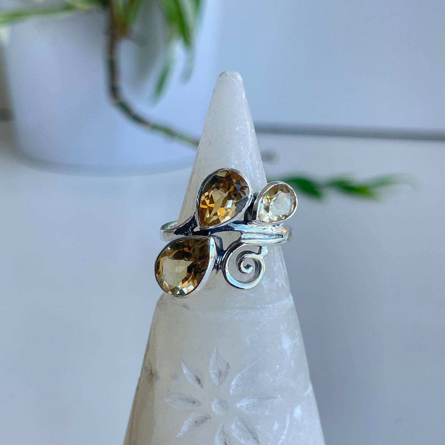Citrine Multi Stone Teardrop Ring