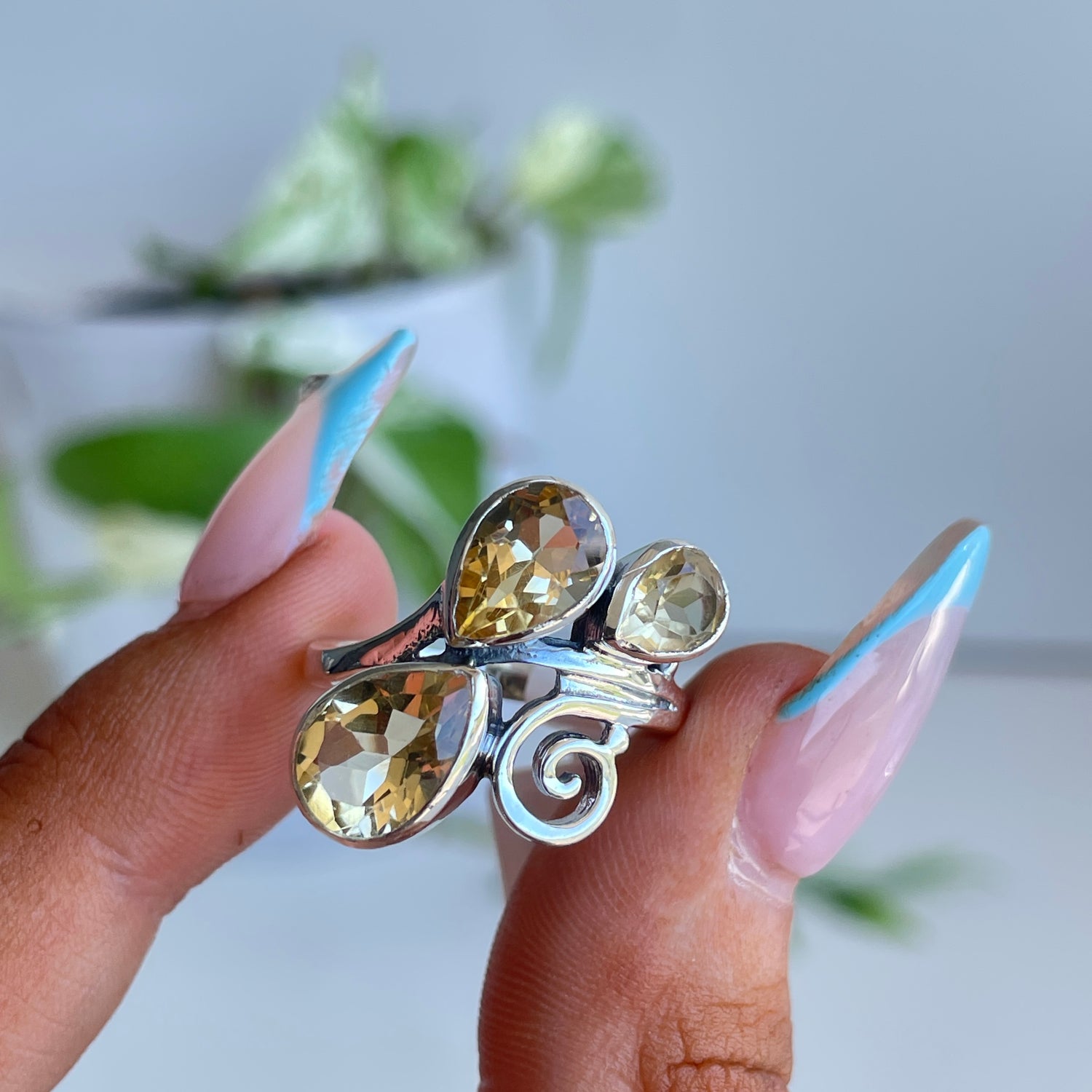 Citrine Multi Stone Teardrop Ring