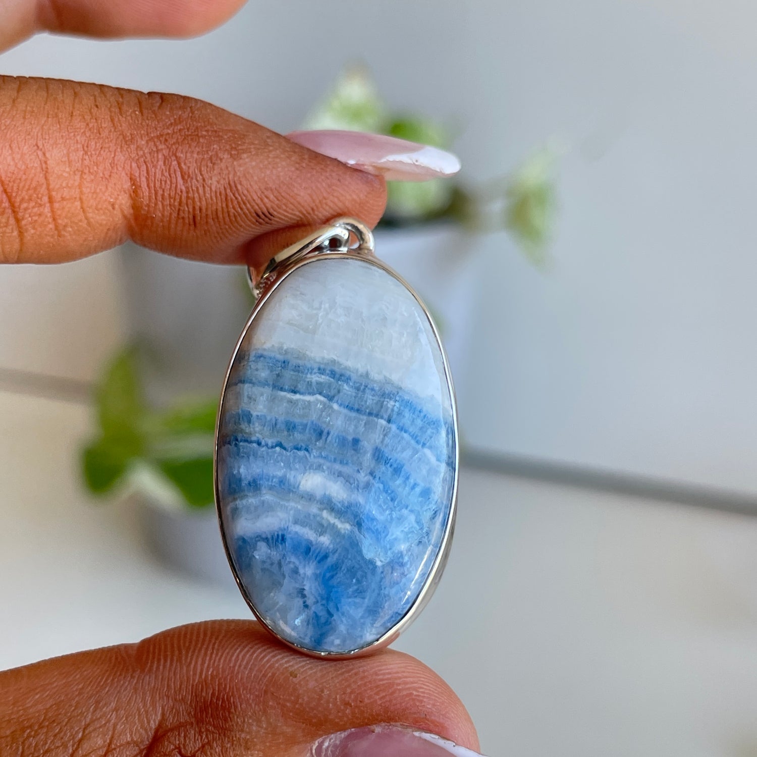 Blue Scheelite Oval Pendant