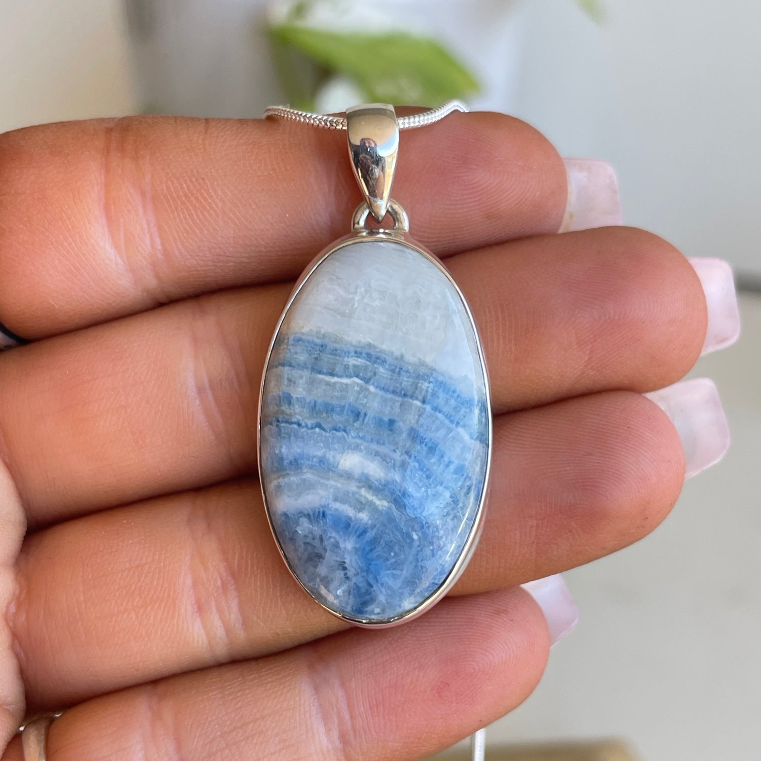 Blue Scheelite Oval Pendant