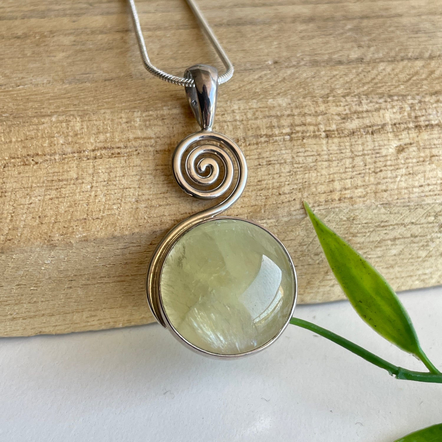 Prehnite Spiral Pendant