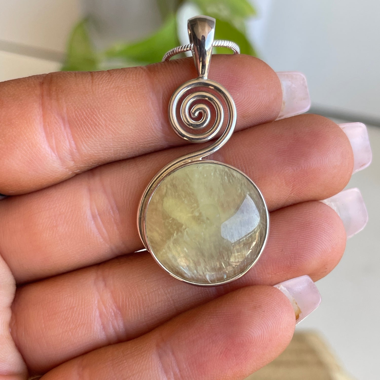 Prehnite Spiral Pendant