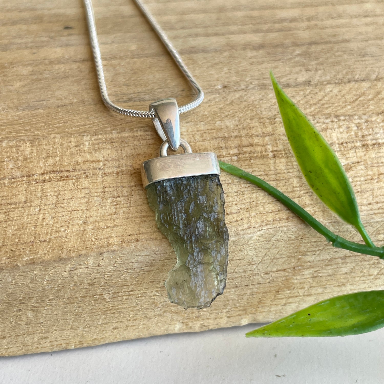 Moldavite Freeform Pendant