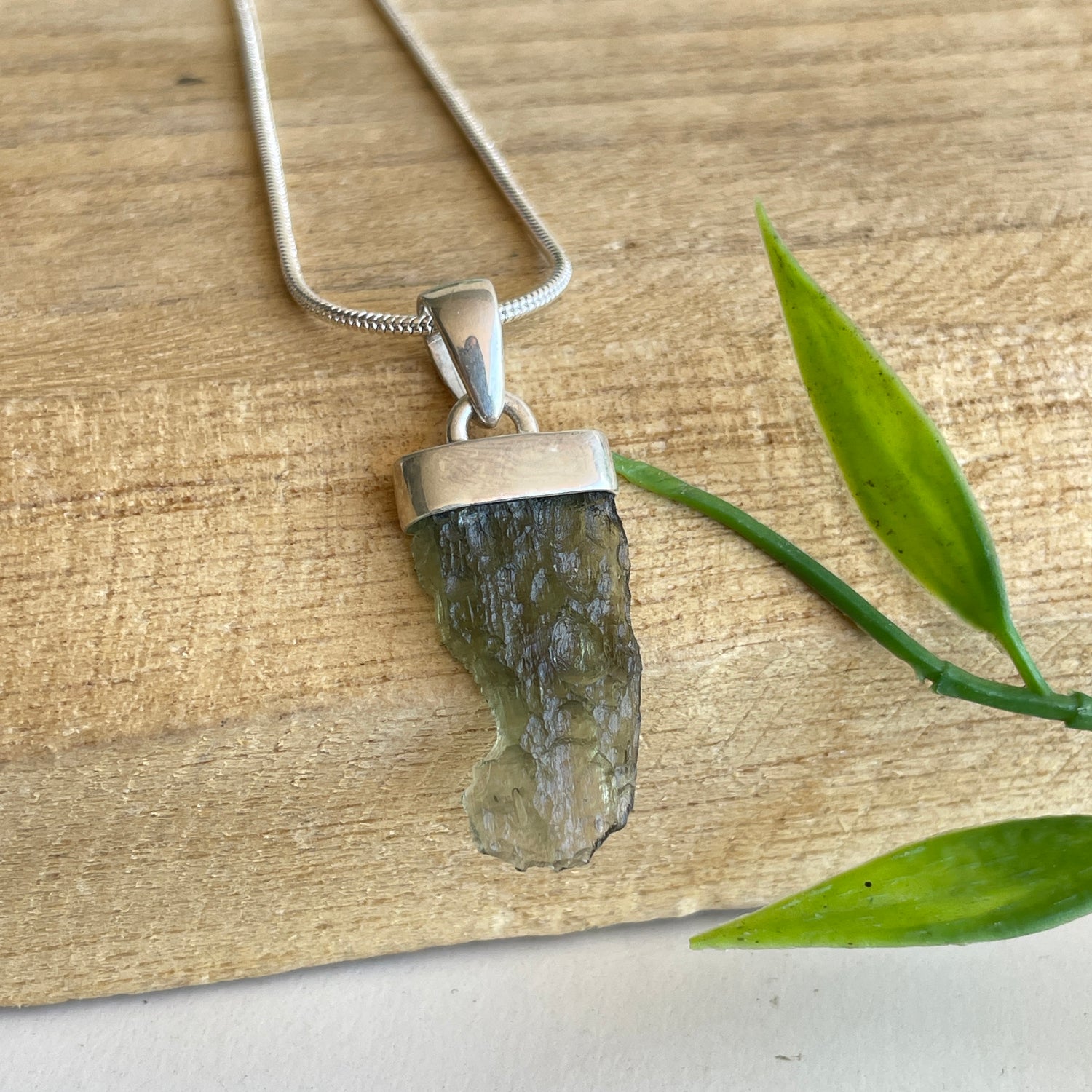 Moldavite Freeform Pendant