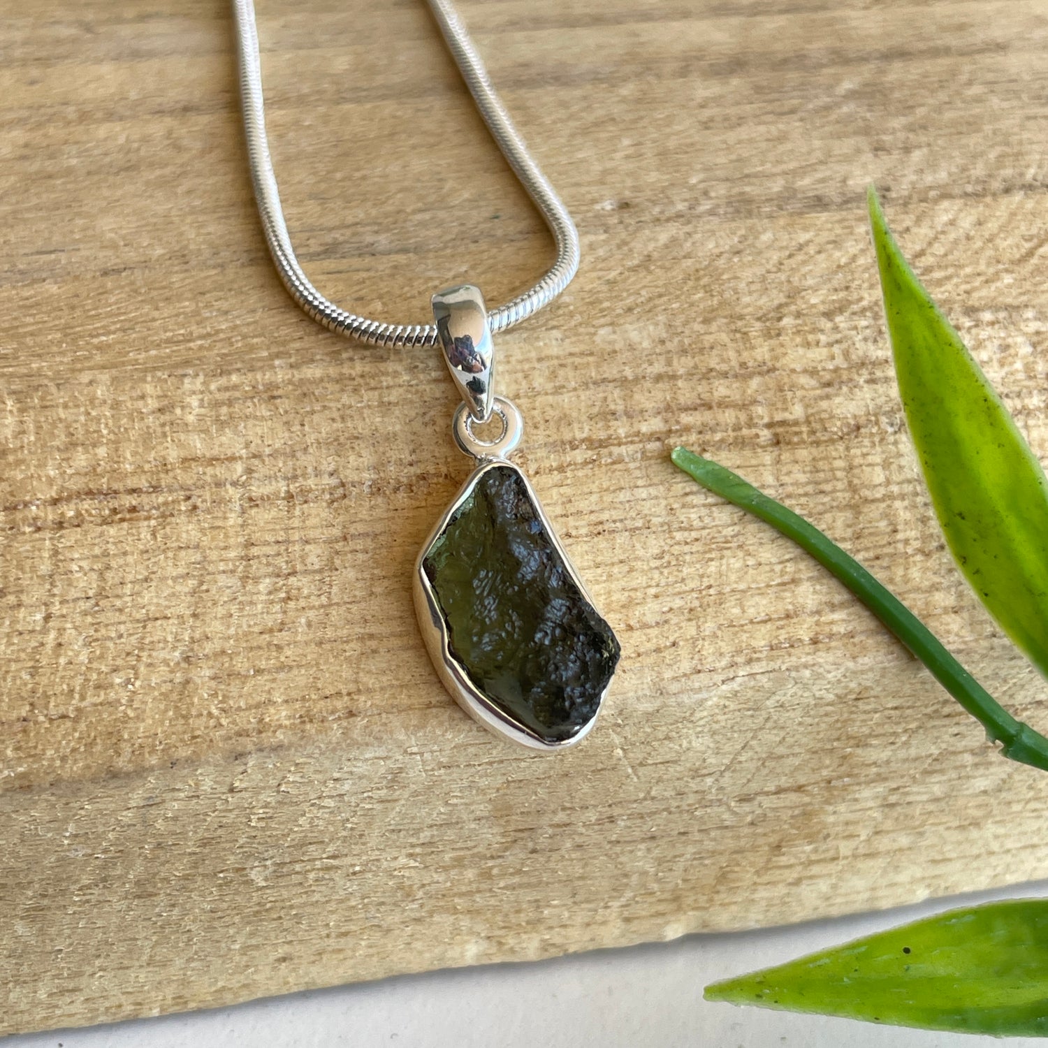 Moldavite Freeform Pendant
