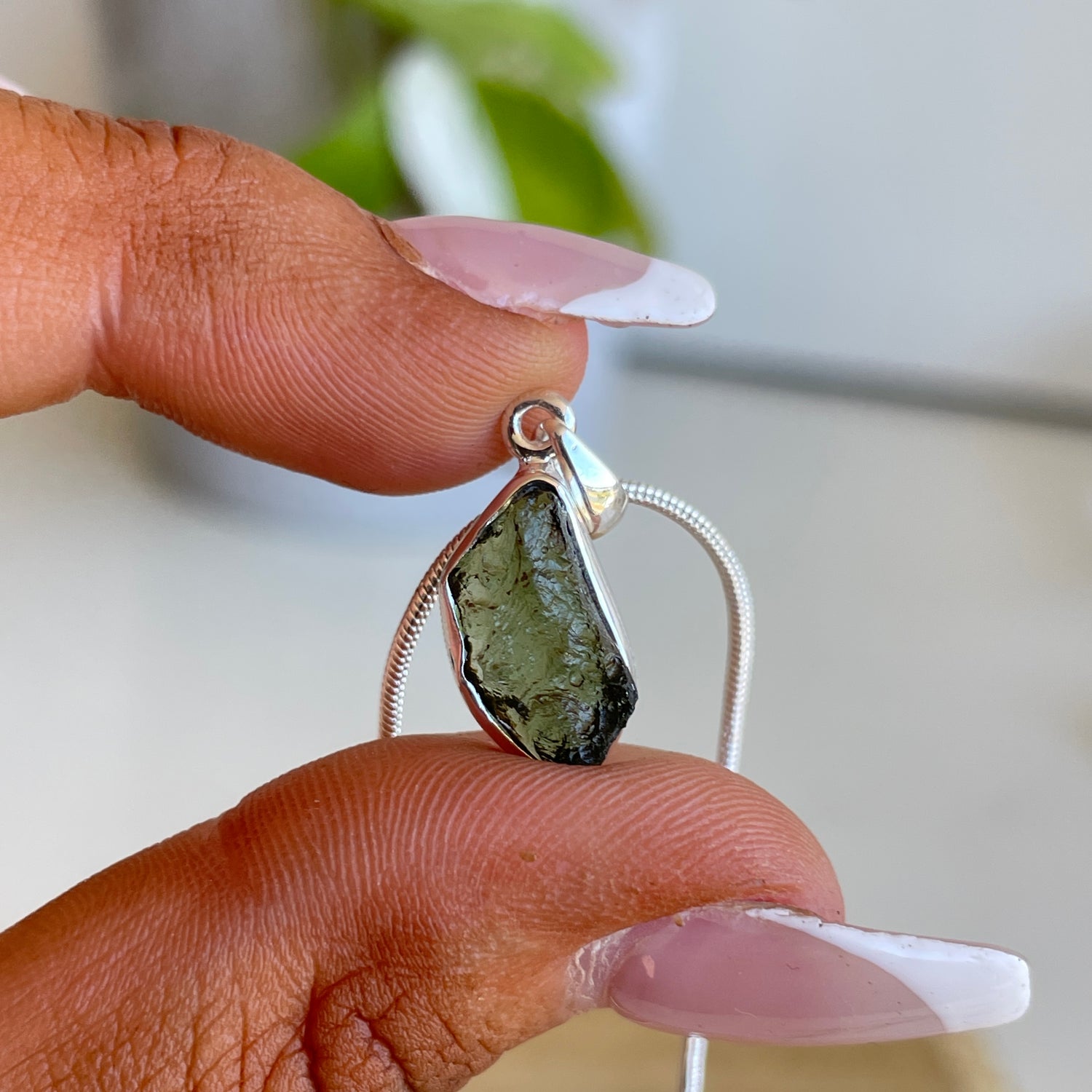 Moldavite Freeform Pendant