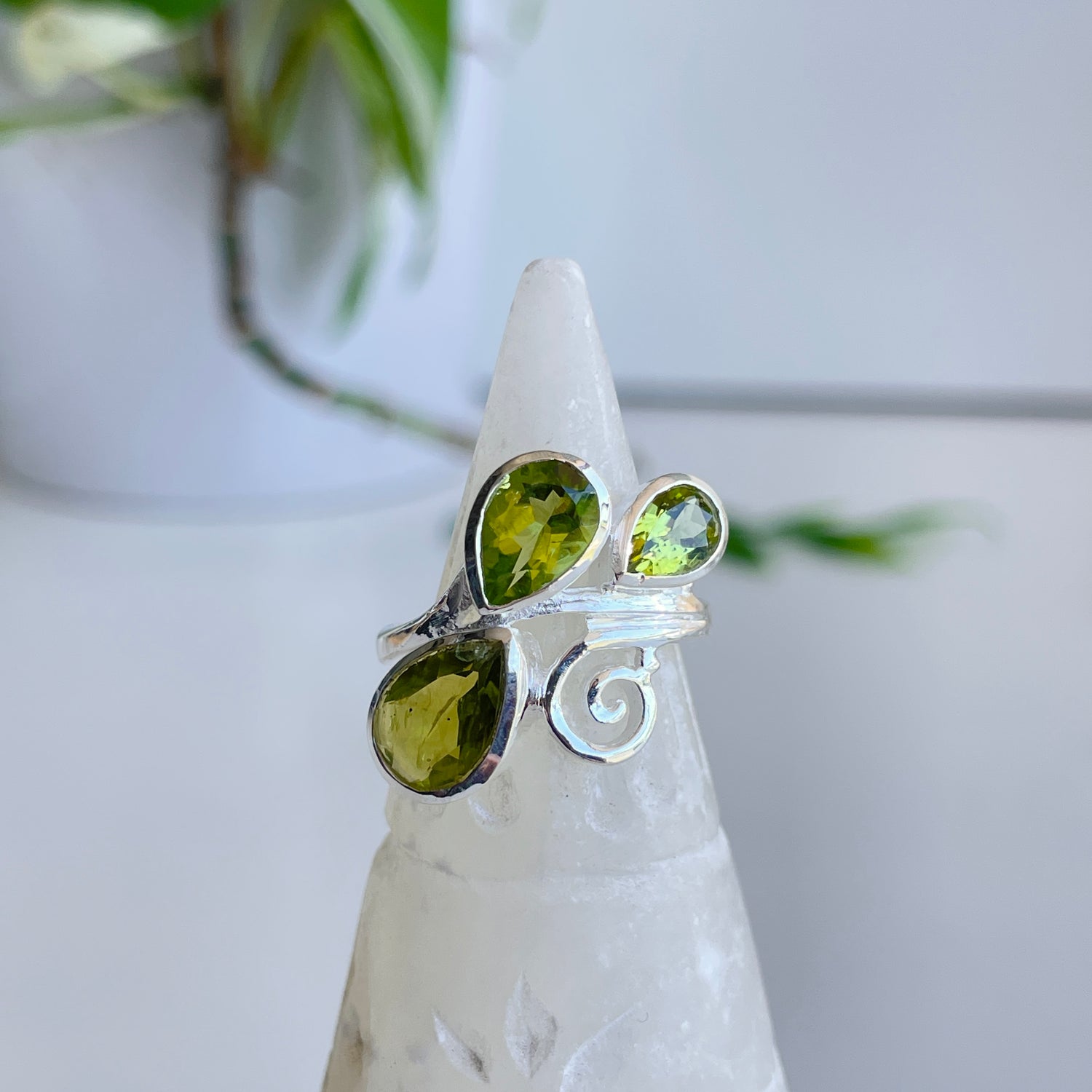 Peridot Multi Stone Teardrop Ring