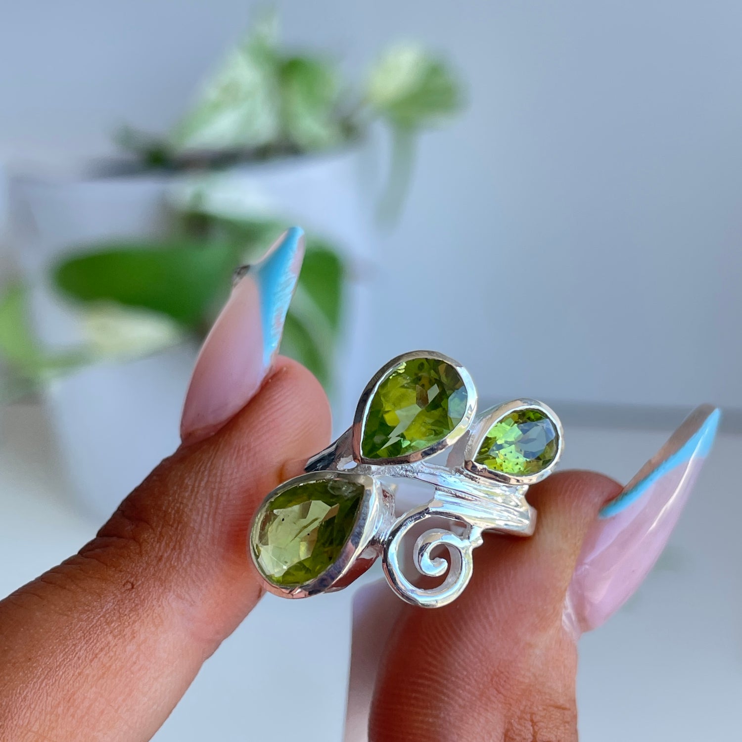 Peridot Multi Stone Teardrop Ring