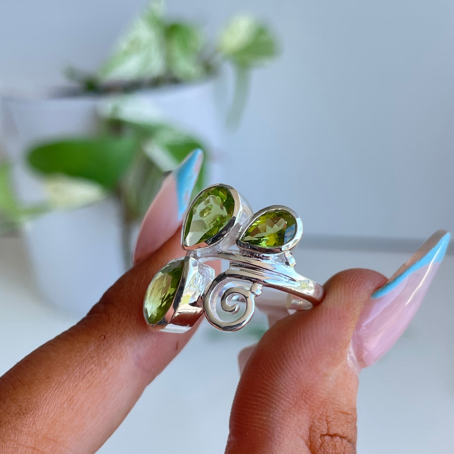 Peridot Multi Stone Teardrop Ring