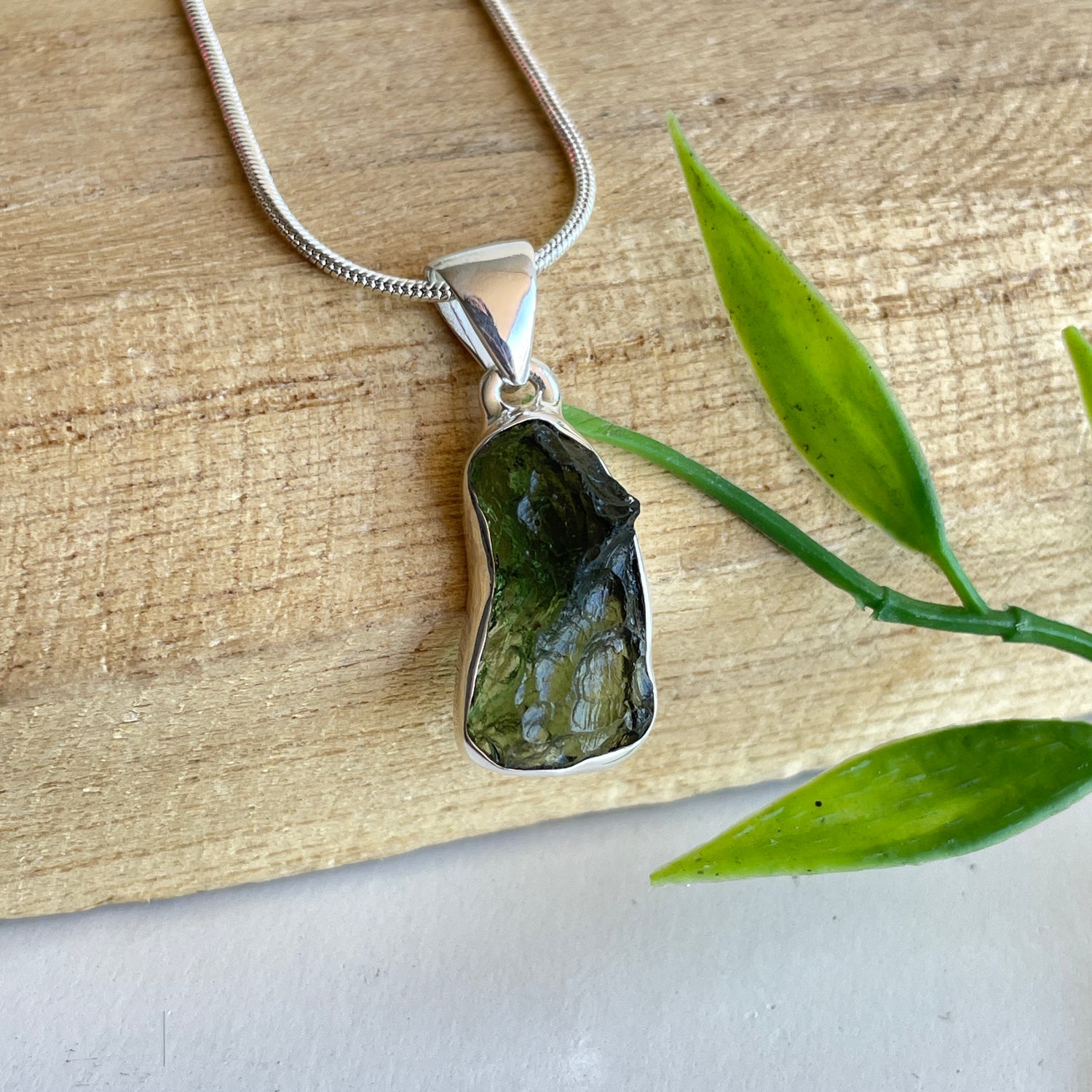 Moldavite Freeform Pendant