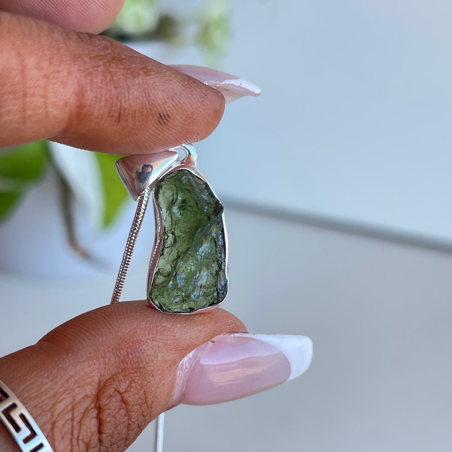 Moldavite Freeform Pendant