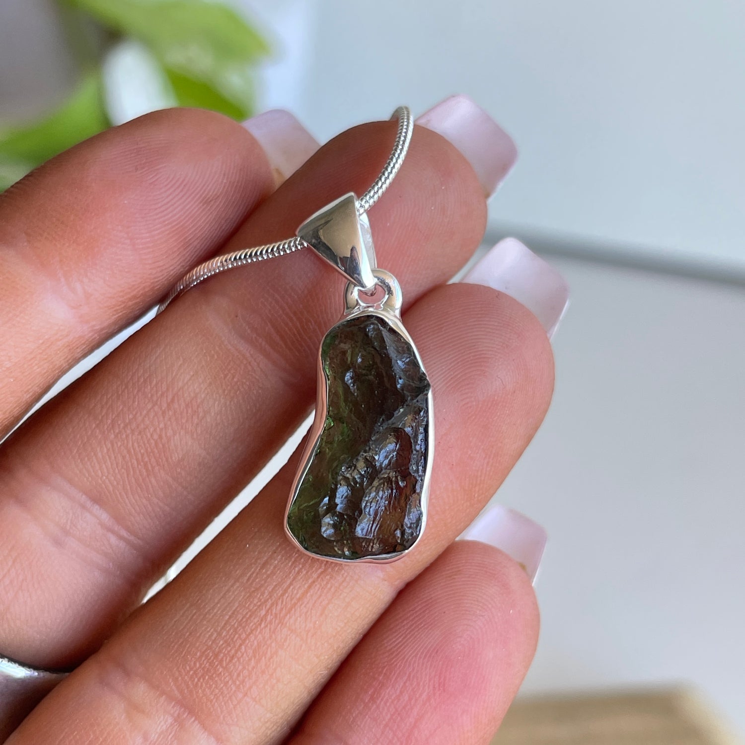Moldavite Freeform Pendant