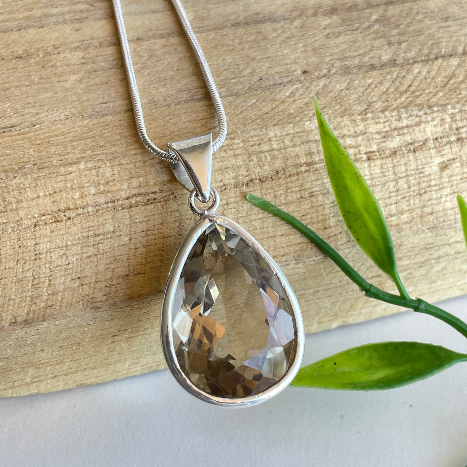 Smoky Quartz Teardrop Pendant
