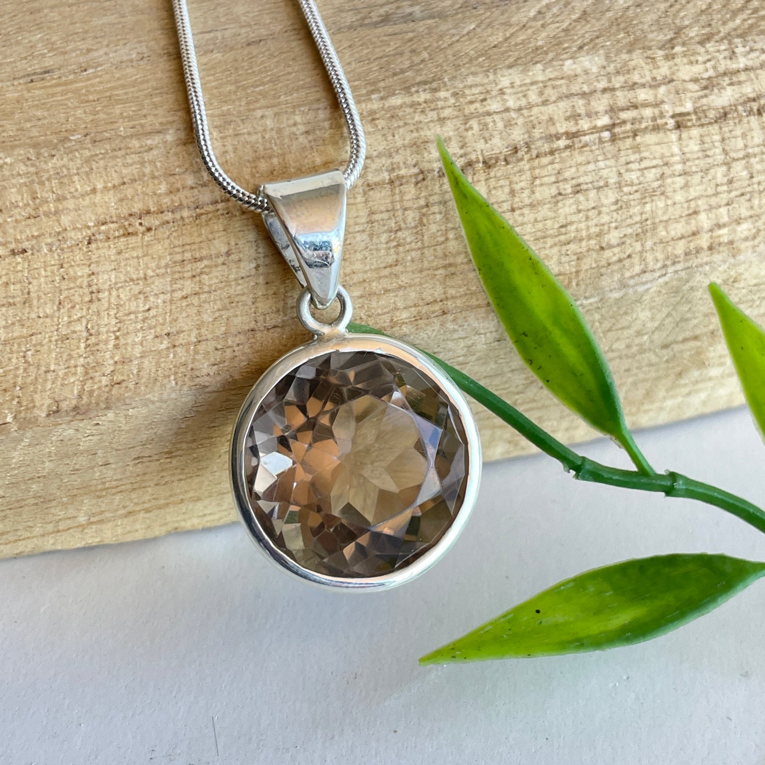 Smoky Quartz Round Pendant