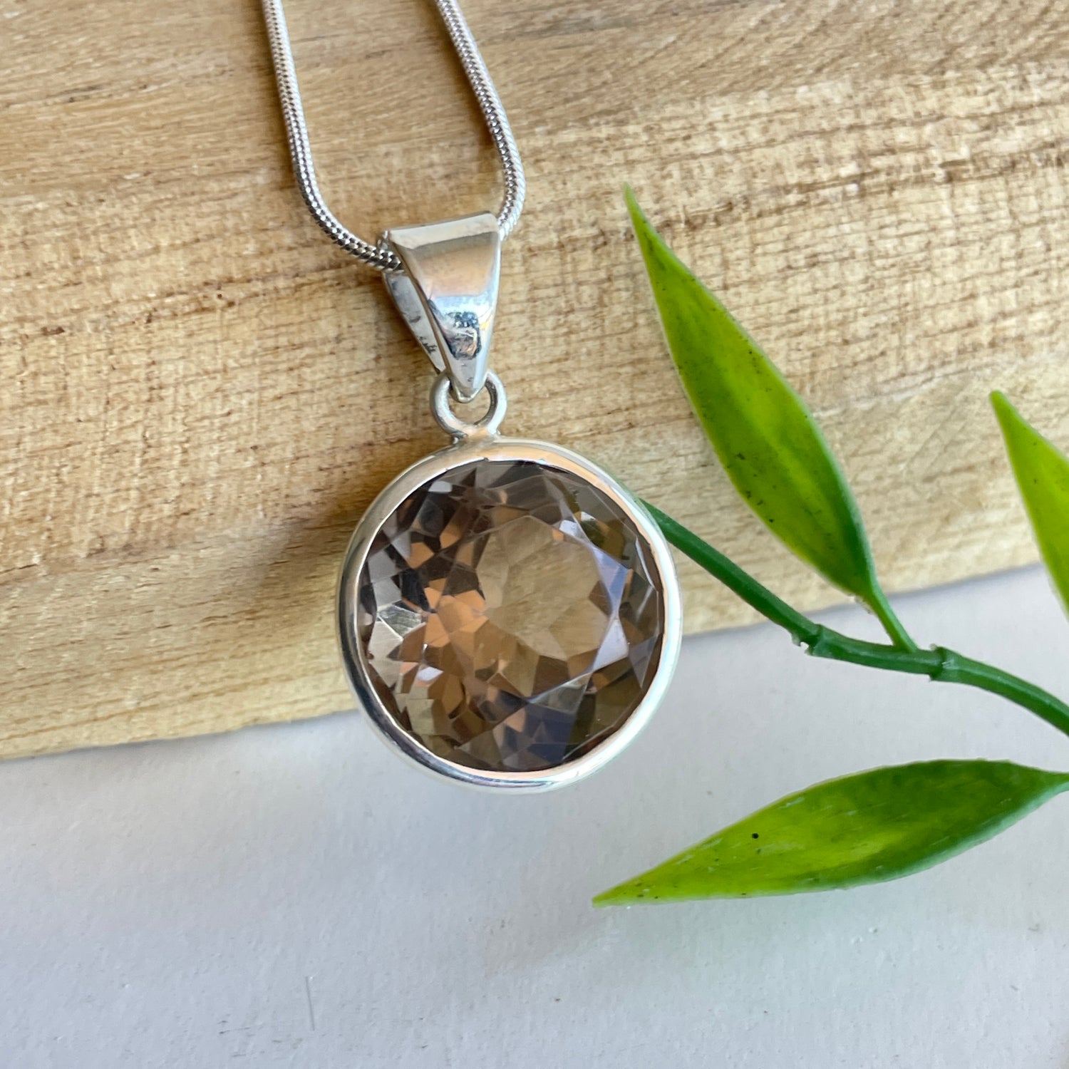 Smoky Quartz Round Pendant