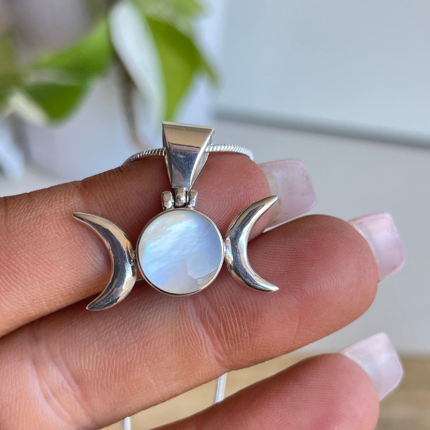 Mother Of Pearl Triple Moon Pendant