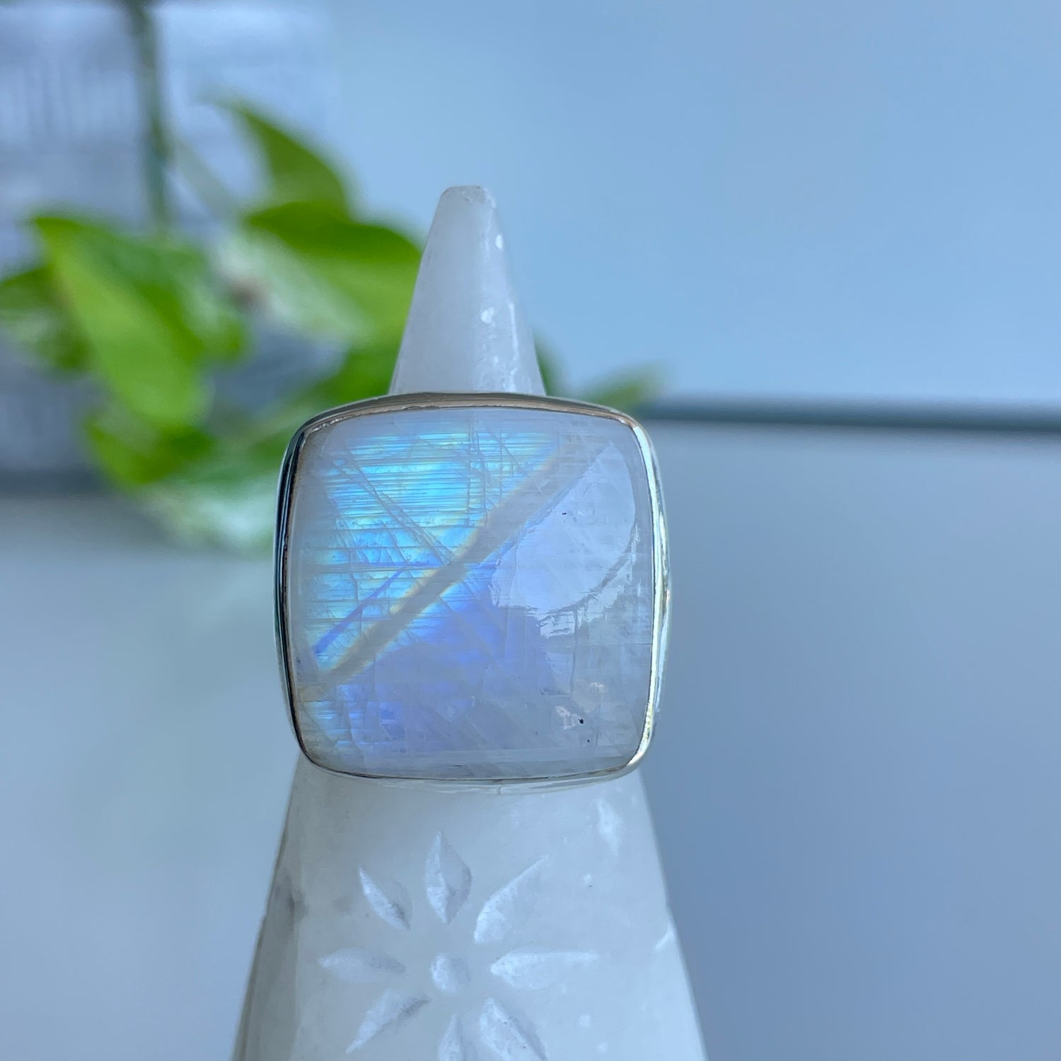 Moonstone Square Ring Sz8.5