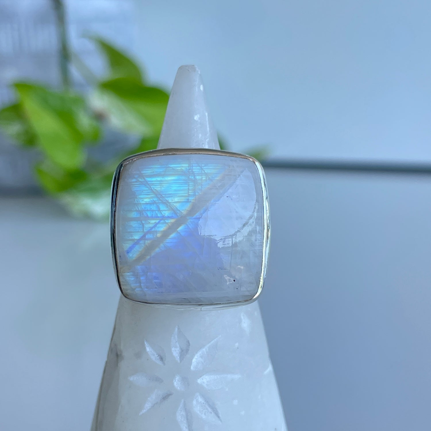 Moonstone Square Ring Sz8.5