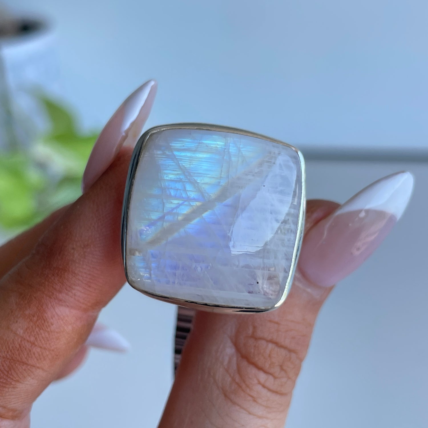 Moonstone Square Ring Sz8.5