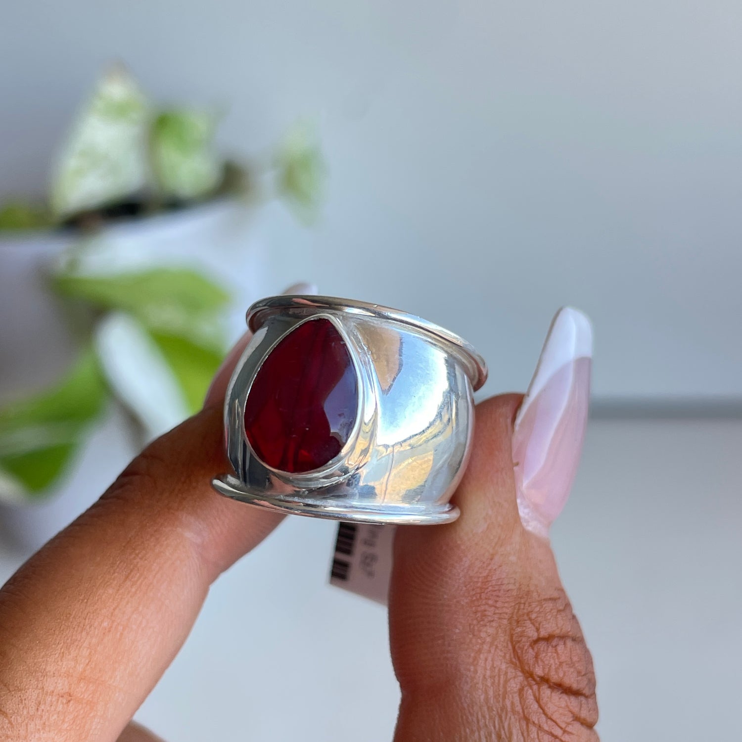 Garnet Teardrop Ring Sz7