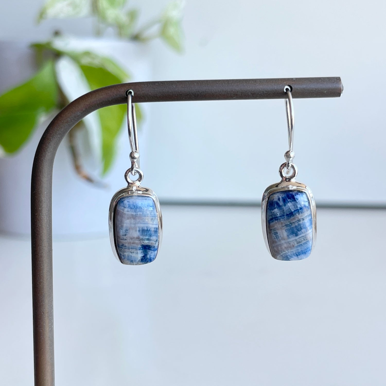Blue Scheelite Rectangle Earrings